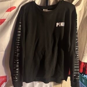 VS PINK BLACK CREWNECK, says PINK NATION on the arms!!!